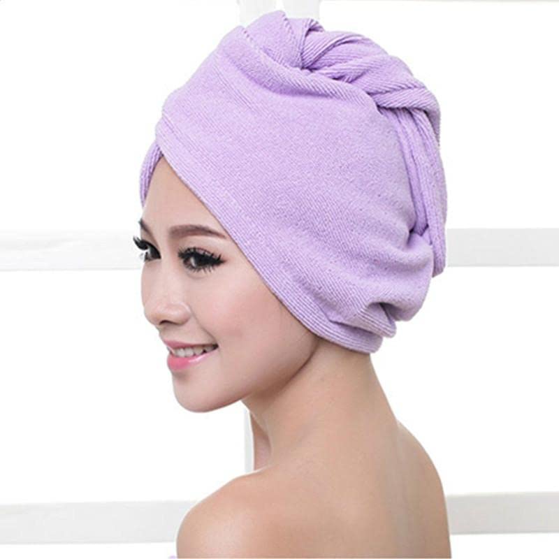 Image of SHOORAAY icrofiber Hair Towel Wrap for Women-Quick Drying Microfiber Towel for Hair with Elastic Loop for Tying-Super Absorbent Head Towels Wrap for Ladies Hair Turban (Purple)