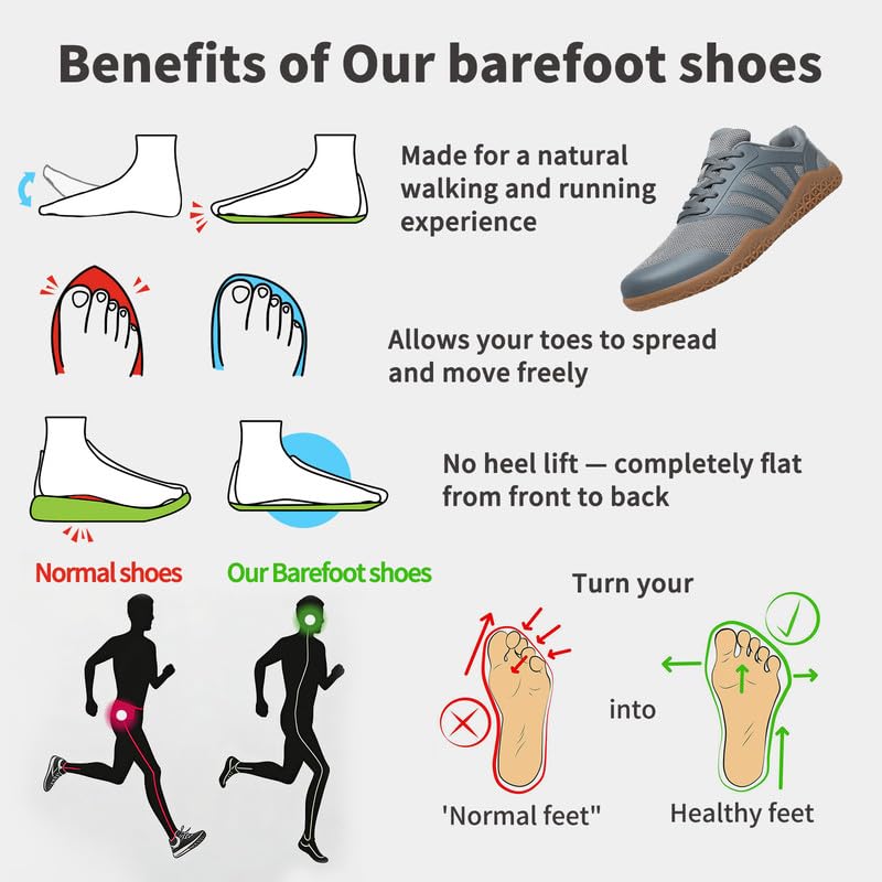 Image of ziitop Barefoot Shoes Men Sneakers Casual Wide Toe Box Running Footwear Zero Drop Tennis Minimalist Walking Grounding Shoes for Gym Workout Weightlifting Hiking Cross Training Trail Climbing