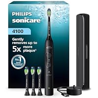 Philips Sonicare 4100 Series Electric Toothbrush - Sonic Toothbrush with Pressure Sensor, 4 Brushing Settings, EasyStart Feature, SmarTimer, 21-Day Runtime, Travel Case, Black, HX4046/52, [New]