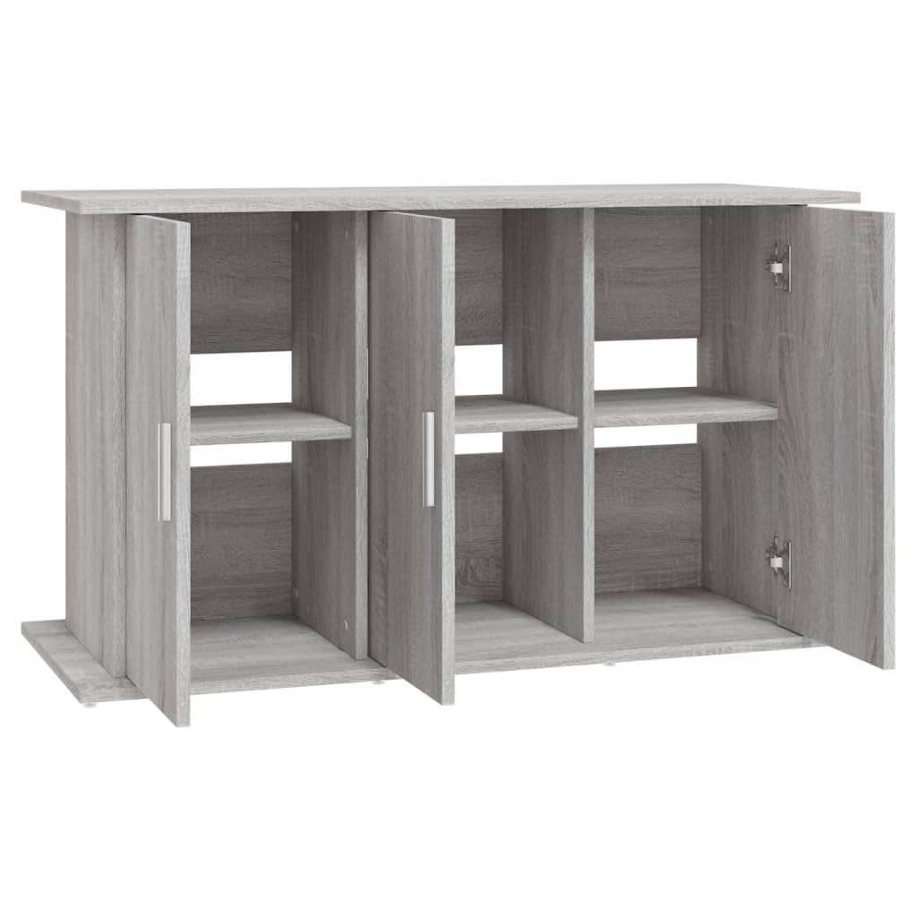 Soporte para acuario Sonoma gris de madera 101 x 41 x 58 cm, armario para acuario con 6 compartimentos y puertas, para peceras, armario de terrario como soporte estable con espacio de