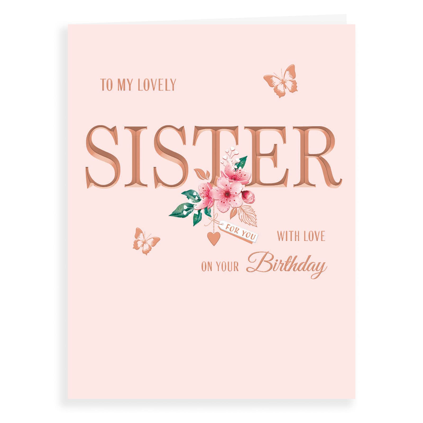 Piccadilly Greetings Avant Garde Studios Classic Birthday Card Sister - 8 x 6 inches H90052, Peach