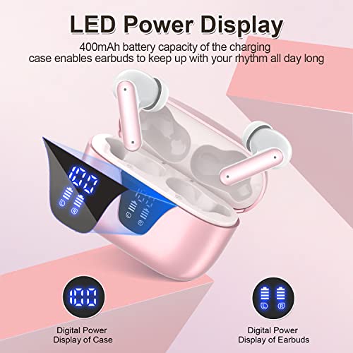 Ziuty Wireless Earbuds, Bluetooth 5.3 Headphones 50H Playtime With Led Digital Display Charging Case, Ipx5 Waterproof Earphones With Mic For Android Ios Cell Phone Computer Laptop Sports (Pink) #TOP1