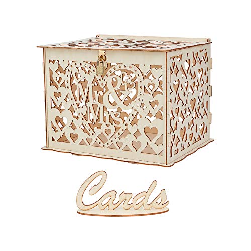 AHANDMAKERウェディングカードボックス ロックキャッチクラスプ付きの素朴なカードボックス 大容量 結婚式のための完全な ベビーシャワー 誕生日 卒業