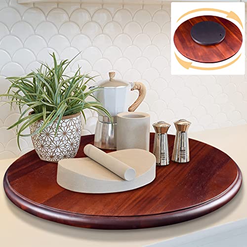 Wood Lazy Susan Turntable Organizer, 20inch Extra Large Rotating Storage Tray Wooden Disc Grazing Tray, Kitchen Countertop Table Bearing Plate, Doubles As A Cheese Board Charcuterie Platter