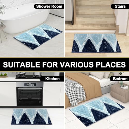 Image of Venice Soft Microfibre Solid Mat for Office /Floor /Home /Bathroom /Bedroom /Kitchen (40x60 cm) 2000 GSM Super Absorbent Anti-Skid Bath Mats (Pack of 1) Navy Blue