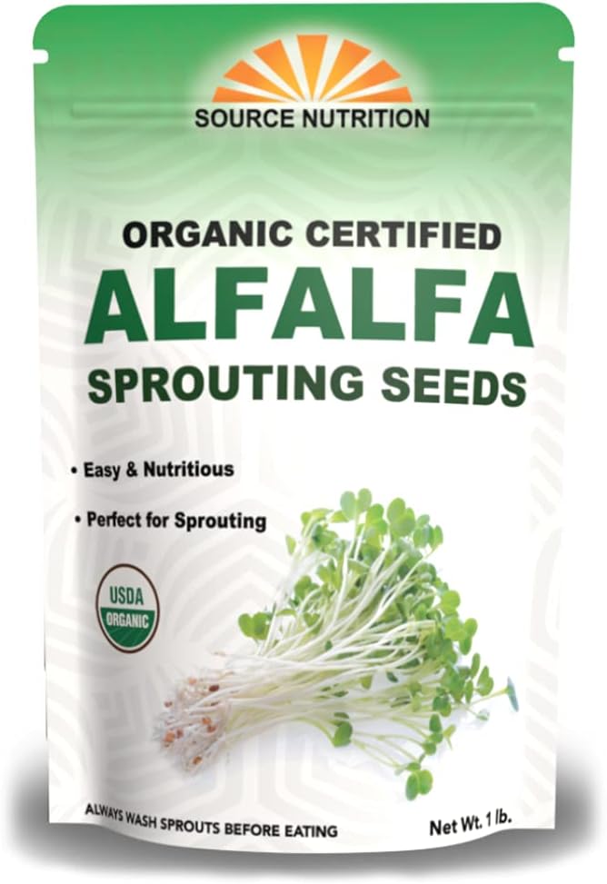 USDA Organic Alfalfa Sprouting Seeds | 1 Pound | Perfect for Sprouting & Microgreens, Premium Alfalfa Sprout Seeds, Non-GMO