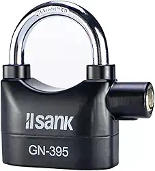 Cadeado com Alarme 110dB Antifurto, Sensor de Movimento, Resistente à Chuva e Corte, Inclui 3 Chaves, para Motos, Portões, Bicicletas e Garagens