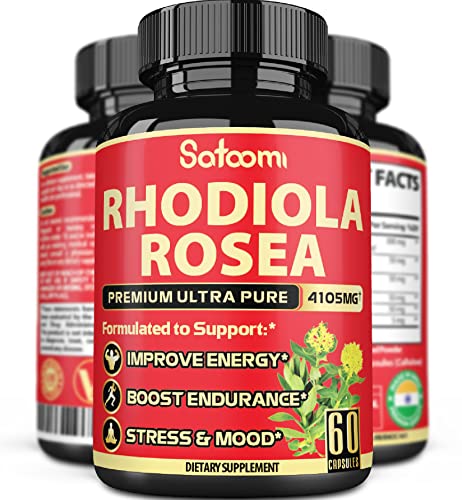 Pure Rhodiola Rosea Capsules - Blend 6 High Concentrated Herbs Equivalent 4105 mg - Support Stress, Energy & Endurance - 60 Vegan Capsules 2-Month Supply