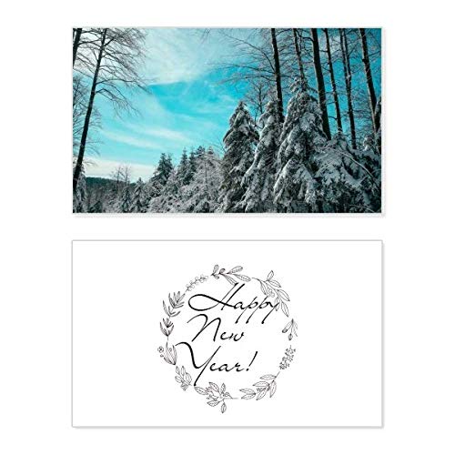 Tarjeta conmemorativa de Año Nuevo con diseño de pino para felicitar a familiares