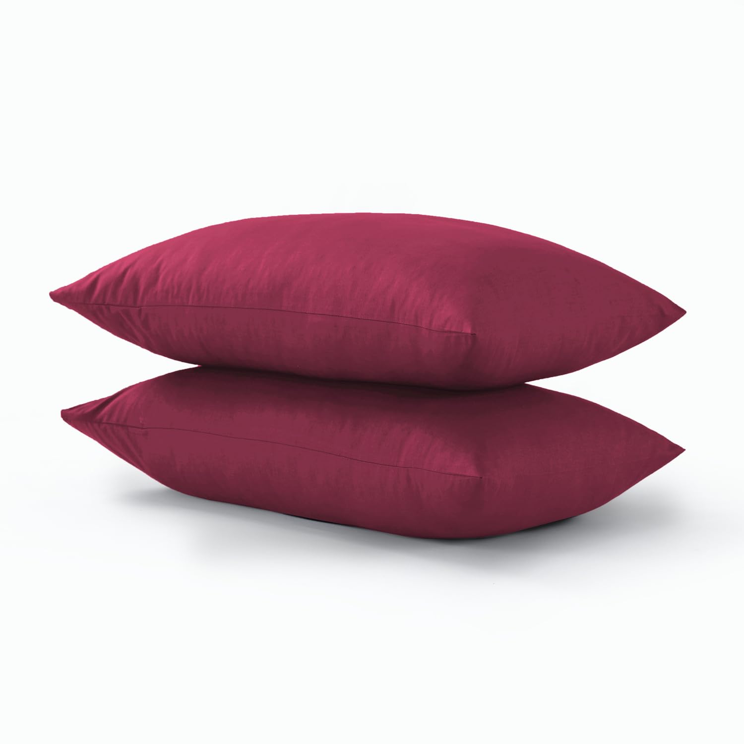 CHARKHAH Pair of Polycotton Standard Housewife Oxford Pillowcases and 100% Cotton Flannel Jersey Pillow Covers Protectors Dyed in Trendy Colors