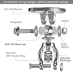 SELEWARE Kit de suspension pour chaise de hamac, porte-charnière à roulement avec ou sans ressort & Chaîne en acier inoxydable 360° Crochets pivotants, Mont de plafond pour accrocher à l'intérieur extérieur chaise de hamac Yoga Silk Punching Bag