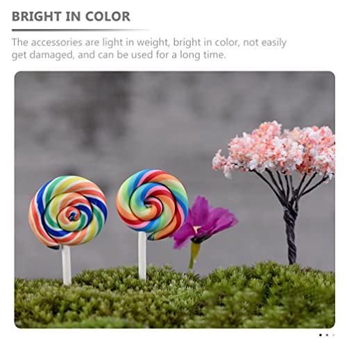 Yardwe Mini Rainbow Swirl Lollipop 20Pcs Mix Colors Tiny 3D Lollipop Candy Miniature Lollipop Micro Garden Decorations Dollhouse Sweet Ornament Random Style #TOP7