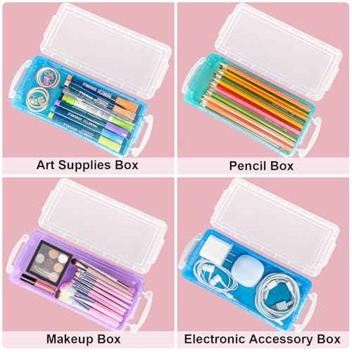 Qualsen Estuche Escolar, Set de 3 estuches apilables, organizador transparente, lapiceros para escritorio de gran capacidad, portalápices escritorio, perfecto para oficina y hogar - imagen 6