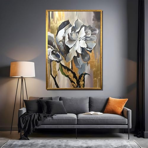 Impression sur toile fleurs or et gris décoration murale maison - 2