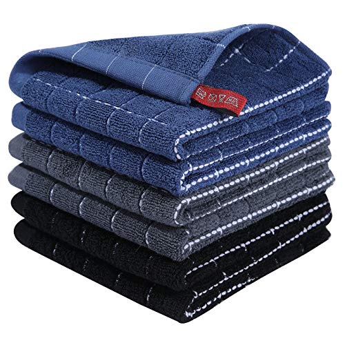 Image of Homaxy 100% Cotton Terry Kitchen Dish Cloths, 6 Pack, Multiple Color