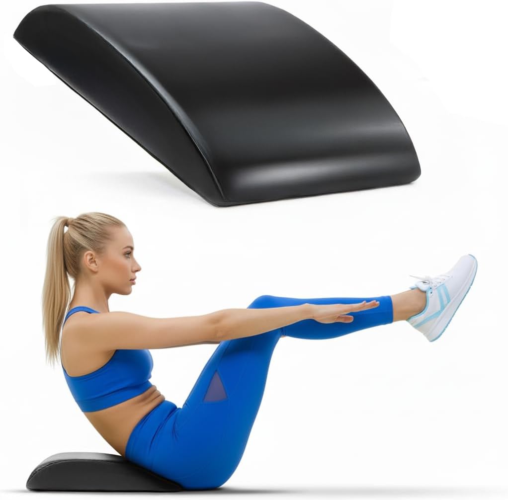 Esterilla ergonómica para abdominales y soporte lumbar – Almohadilla de espuma de alta densidad con funda antideslizante de PU – Cojín portátil para entrenamiento en casa, ejercicios abdominales, abdominales y protección de la columna (Negro) miniatura 1