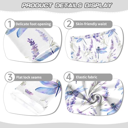 ALAZA Girls' Leggings Children's Yoga Pants Skinny Printed Dance Dragonfly Lavender Comfortable 4T2