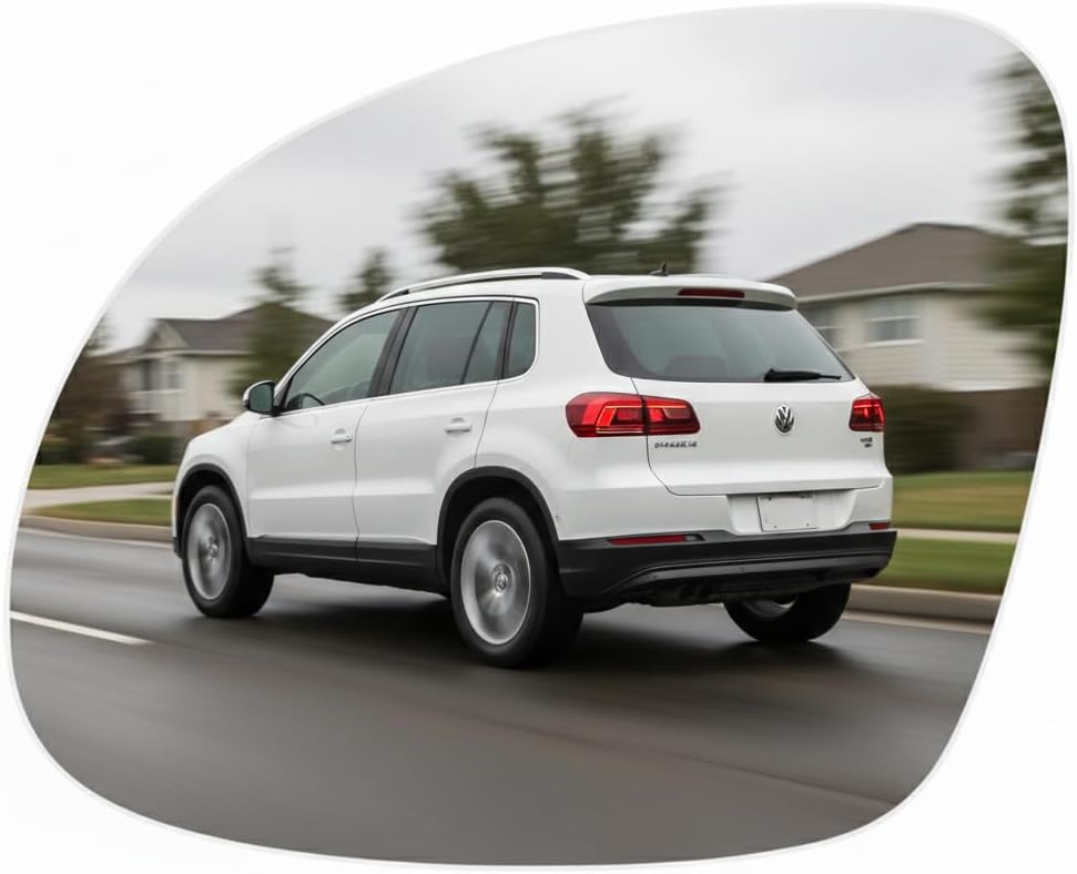 Burco 4275H Flat Driver Side Heated Mirror Glass, OEM# 5N0857521A, Fits Volkswagen Tiguan 2009-2017 and Tiguan Limited 2017, Smooth Edges for Safety