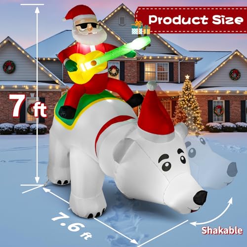 Ours gonflable de Noël 1,5m avec musique et lumière LED pour décoration extérieure - 3
