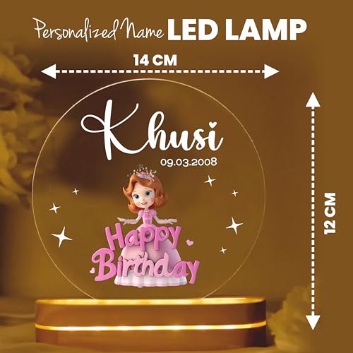 Image of PRINTHUA Personalized LED Night Table Lamp with Custom Name, Unique Gift for Women, Men, Kids, Girlfriend, Boyfriend, Husband, Wife | Perfect for Birthdays & Special Occasions (Happy Birthday 3)