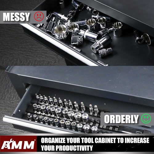 Image of AMM 6-Piece Socket Organizer,1 /4 inch Drive ABS Tools-Socket Holder,Heavy Duty Socket Racks,Premium Quality Socket Clip Rail Holder,The best tool trays in the garage