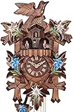 Schwarzwälder Kuckucksuhr Traditionelles 1 Tag Musical und blaue Blumen Weiße