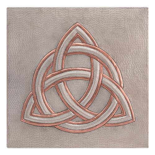 Kitchen Backsplash, Celtic Trinity Knot Copper Backsplash, Custom Copper Backsplash Panel, Handmade Copper Backsplash Tile, Indoor Outdoor Wall Decor (Gray&Copper)