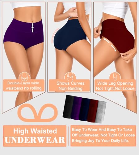 Image of MISSWHO Cotton High Waisted Women Underwear Soft Briefs Full Coverage Comfy Ladies Panties (Regular & Plus Size)