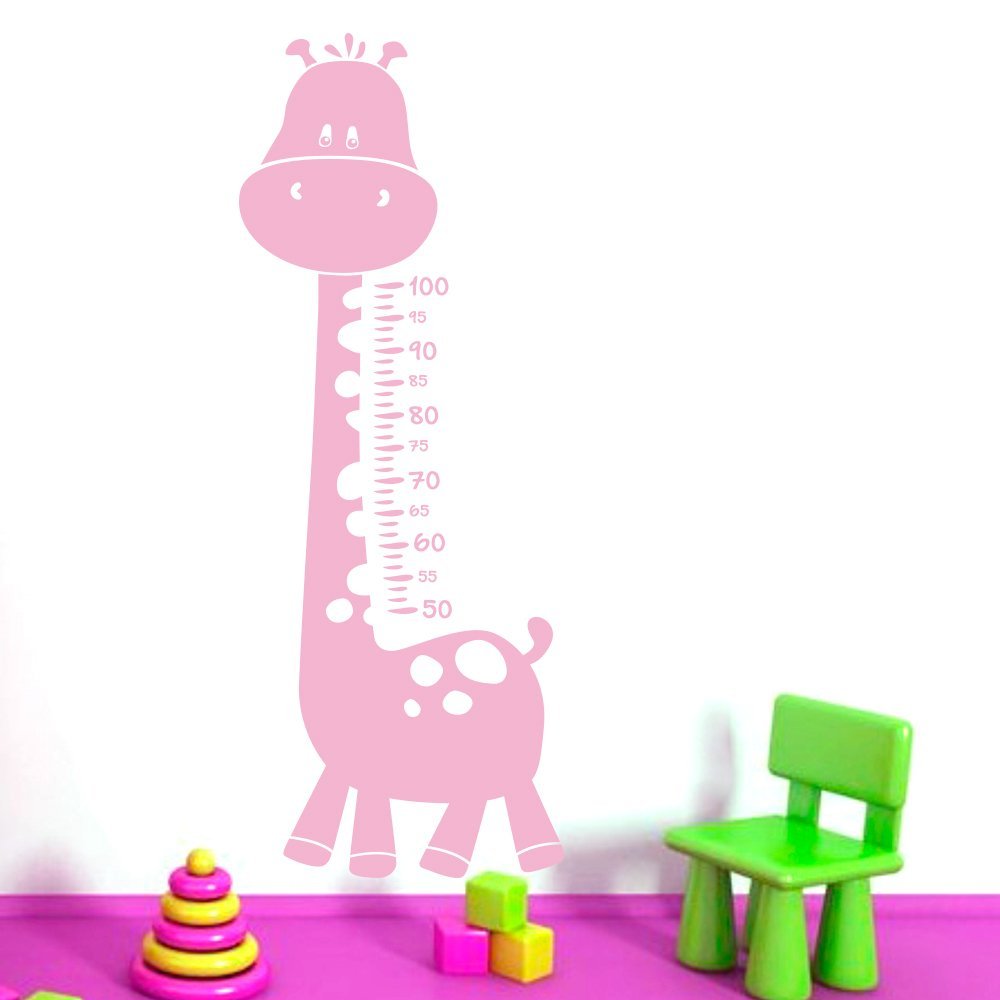 Sticker toise girafe enfant 50x130cm rose bébé contemporain