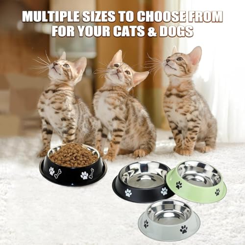 Image of PremiumAV Stainless Steel Pet Bowl 1500 ML 4 No. Size - Anti-Skid Dog & Cat Bowl with Non-Slip Rubber Base, Non-Toxic Chew-Resistant Food & Water Dish, Easy Clean Feeding Bowl for All Pets