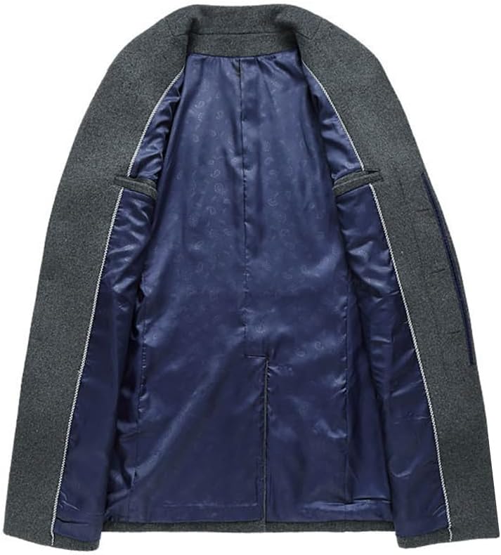 Lavnis Men's Trench Coat Long Wool Blend Overcoat Slim Fit Down Topcoat - Image 4