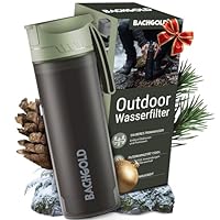 Bachgold Borraccia filtrante professionale outdoor con capacità di filtraggio di 1500L I Rimuove il 99,99% dei batteri e filtra virus, particelle e metalli pesanti I Per blackout e crisi, Verde 500ml