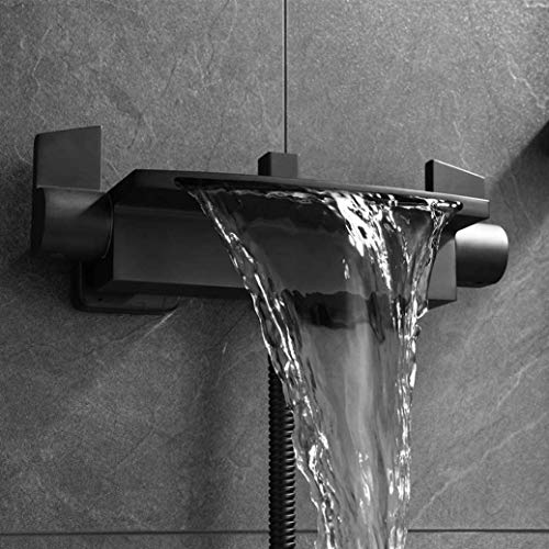Robinets de douche robinets de baignoire cascade noir mat en laiton double commande Lopus - 5