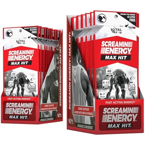 Screamin Energy Max Hit - Maximum Strength Energy Shot with Ginseng & Caffeine - Coffee Mocha, 24 Ct Cover