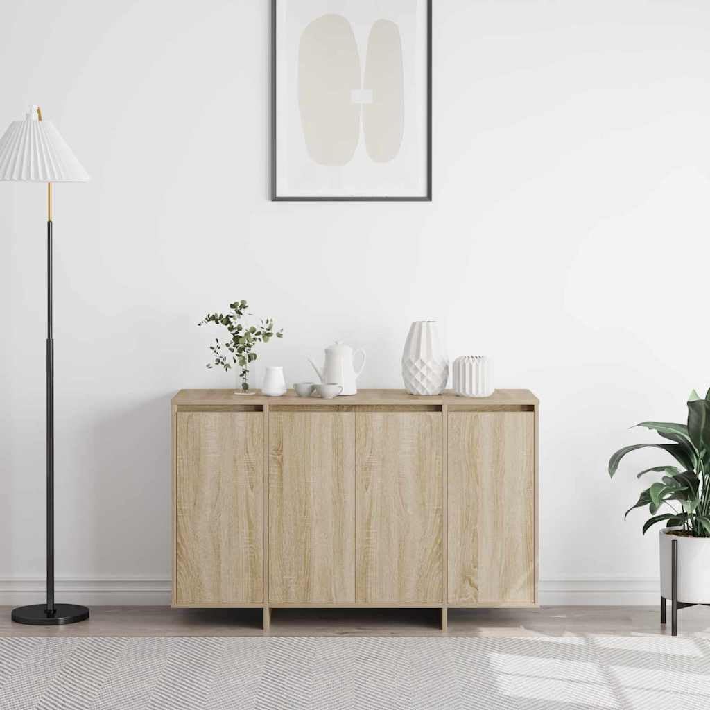 Sonoma Oak Engineered Wood 4-Door Sideboard Buffet