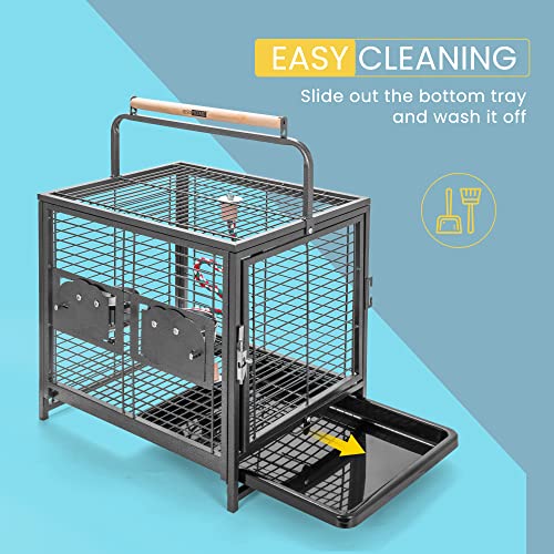 Vivohome 19 Inch Wrought Iron Bird Travel Carrier Cage For Parrots Conures Lovebird Cockatiel Parakeets Black #TOP4