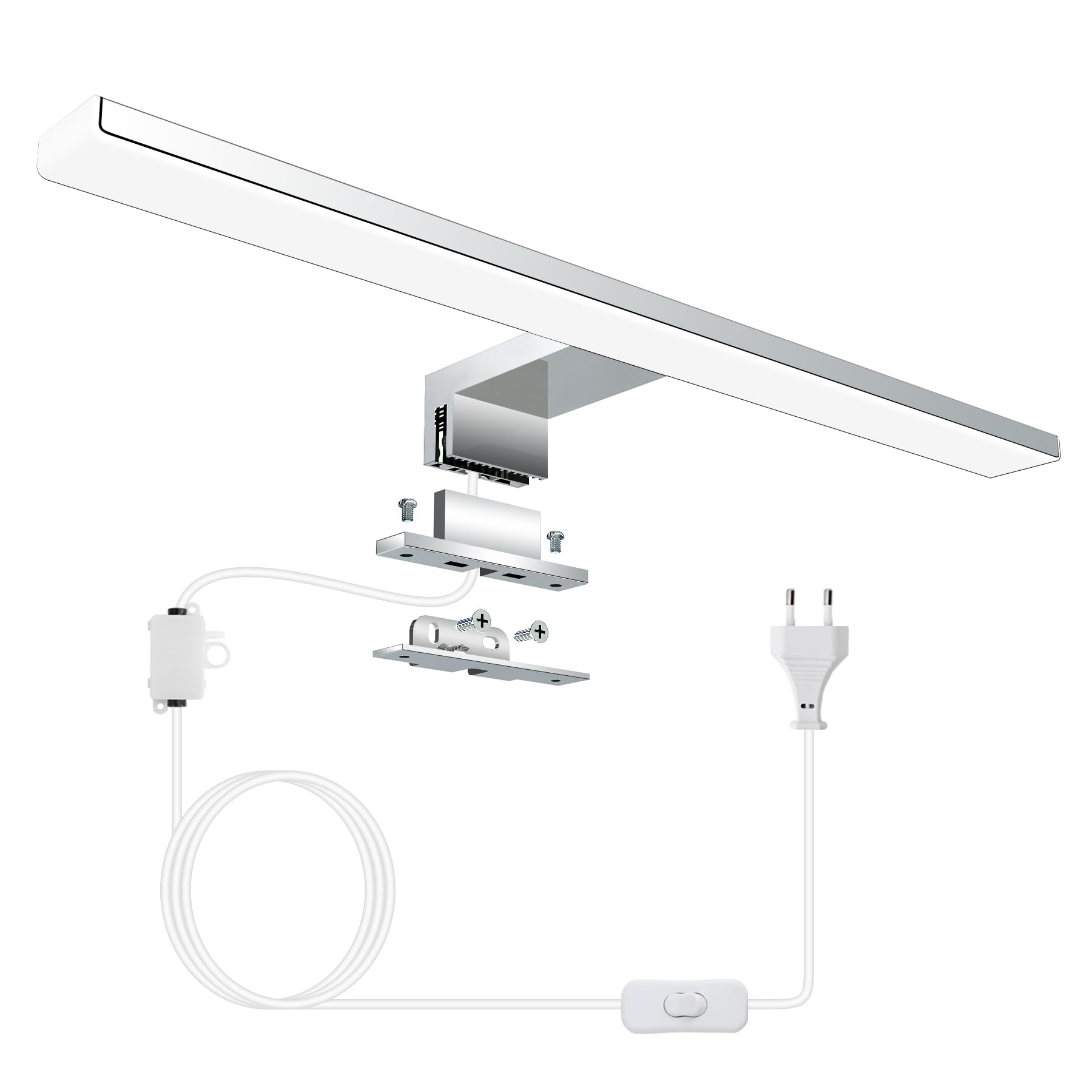 Azhien LED Badezimmer Spiegelleuchte 10W,Kaltweiß 6500K 820lm Wandleuchte Spiegelleuchte mit Stecker,3-in-1 Montage Badlampe,40CM Badezimmer Spiegellamp für Spiegelschrank,230V,400mm