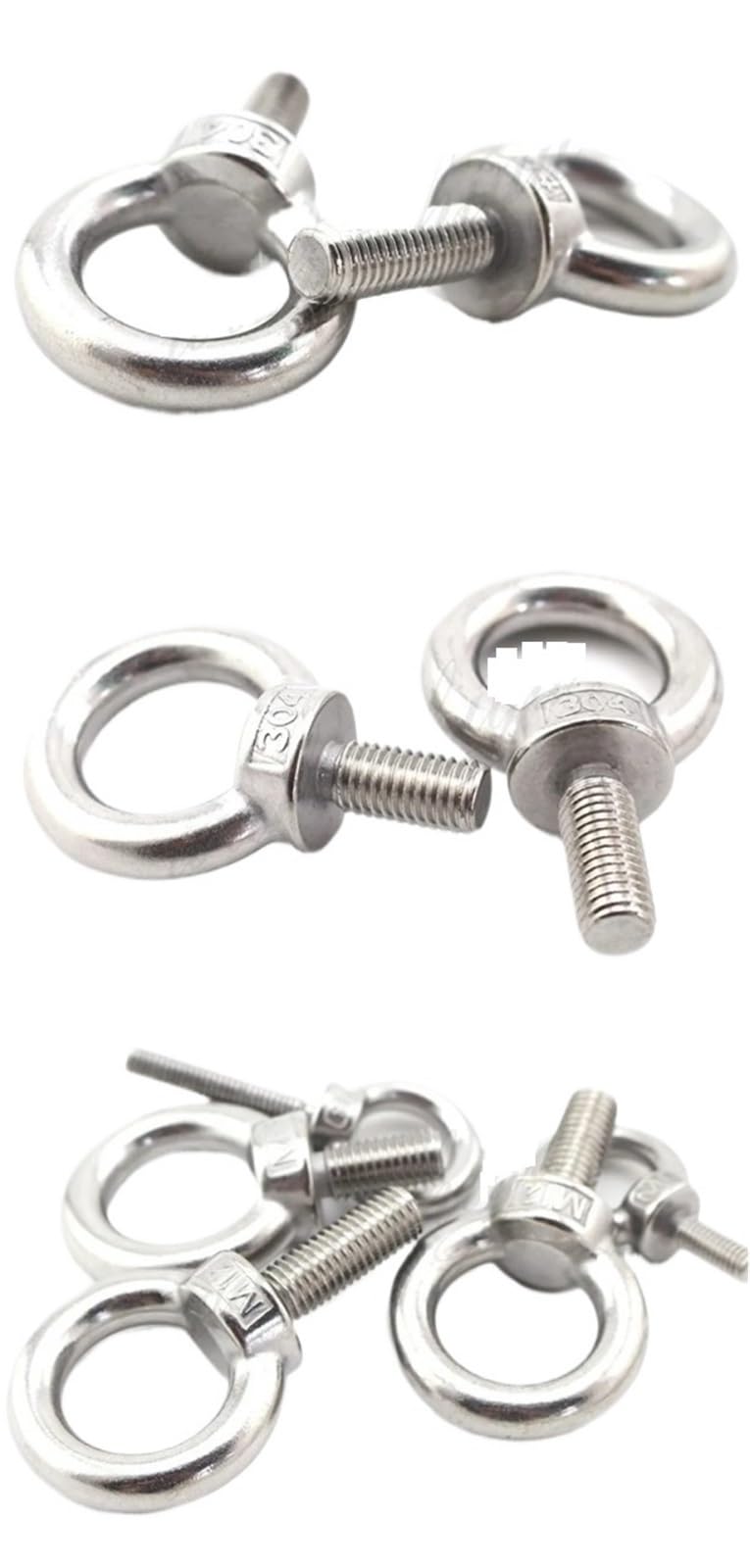 15 viti ad anello M6, M8, M10, M12, in acciaio inox 304, per cavi marini