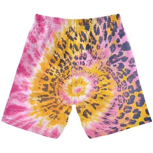Leopard Pink Tie Dye Boys Swim Trunks, Quick Dry Toddler Beach Shorts Boy Swimwear Bathing Suit2