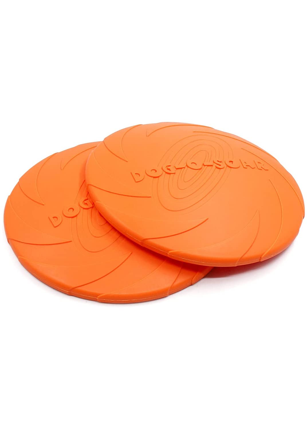GUGULE2 Packs Dog Flying Discs,18 cm and 21 cm Dog Frisbee Pet Flying Saucer, Rubber Training Pet Chew Toy for Outdoor Interactive Fun (Orange)