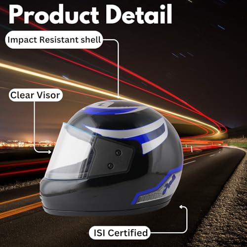 Image of Sage Square Audi Kimi Full Face Helmet | ISI Certified | Clear Visor | Ultra Comfort Inner Padding Extra Comfort & Stylish
