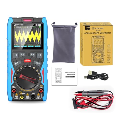 IN210 Multimètre Oscilloscope Numérique – 12MHz, 50Msps,6000 Comptes, True RMS, Générateur de Signaux, Écran 2,4, pour Réparation Électronique, Laboratoire, Bricolage et Formation
