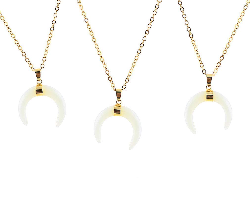Amazon.com: White Double horn necklace 