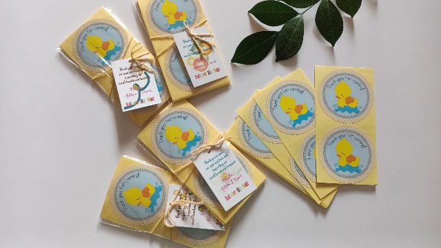 Rubber Ducky Blue Duck Round Sticker Labels - Personalized Baby Shower Favors