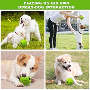 Wobble Giggle Ball for Dogs, Interactive Dog Toys Ball with Surface Concave Lines Make it Easier to Grip for Small,Medium Dogs-3.46IN