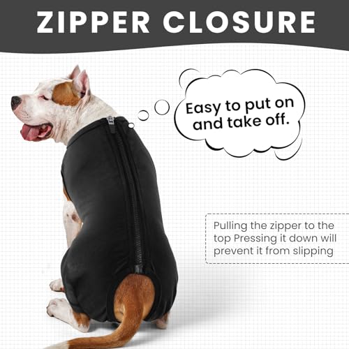 Image of IDOMIK Dog Surgery Recovery Suit for Back Legs, Soft Dog Pants to Prevent Licking, Lick Sleeves for Dogs Rear Leg, Pet Recovery Suit for Spay Neuter Hip Surgery, Dog Cone Alternative,Black,S