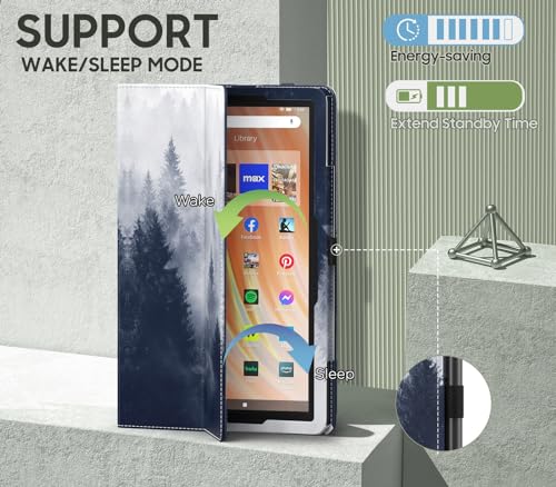 Image of MoKo Case Fits All-New Kindle Fire HD 10 & 10 Plus Tablet (13th /11th Generation, 2023 /2021 Release) 10.1 inch - Slim Folding Stand Cover with Auto Wake /Sleep, Gray Forest