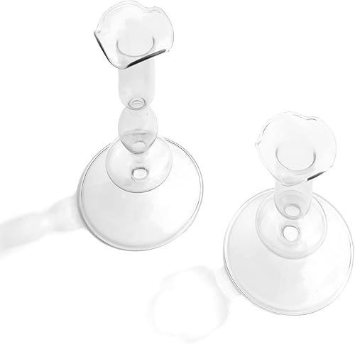 Miniatura 3 de LampLust Portavelas cónicos, juego de 2 portavelas transparentes, portavelas de vidrio de 4.5 y 6.5 pulgadas, se adapta a velas cónicas estándar,