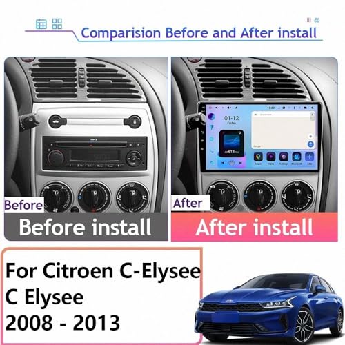 Pantalla Carplay coche Citroen C-Elysee 2008-2013 con Bluetooth y navegador espejo 2