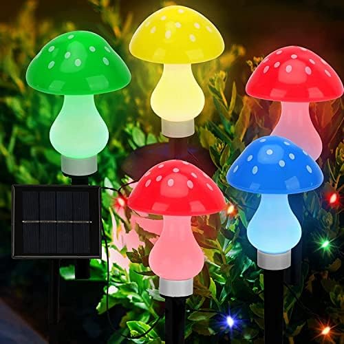 Rolesde Solar Outdoor Lights Set of 8 Mushroom Lights Outdoor Garden Waterproof 8 Lighting Modes Cute Fairy String Light Outside Decoration for Pathway Landscape Yard Easter Pathway Xmas(Multi-Color)